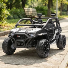 Двухместный детский багги M 6481EBLR-1(24V) белый с мягкими EVA колесами